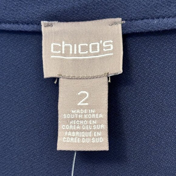 Chicos Navy Lace-Up Long Sleeve Tunic Dress Size Chicos 2 = Large - Picture 4 of 11